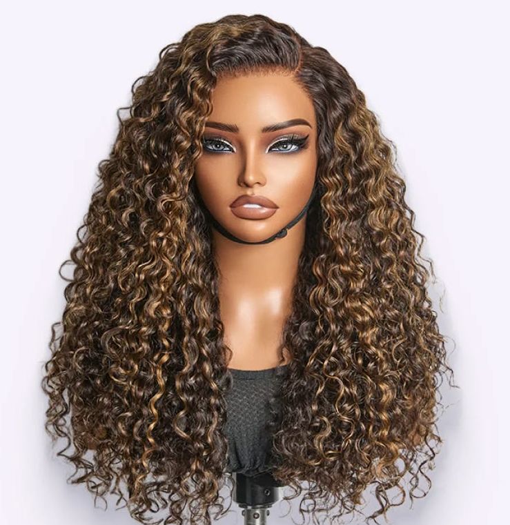 Curly Human High Lighted Wig 4x4 5x5 or 6x6 Glueless hd Lace Closure Wig Waves Real Hair Full HD Lace Front Coloured Wig