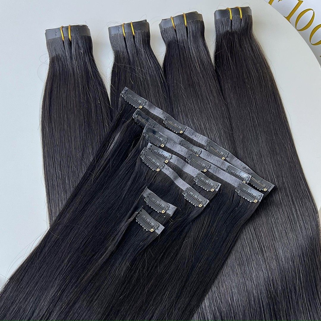 Raw Indian Human Hair Wholesale Price Clip in Hair Extension